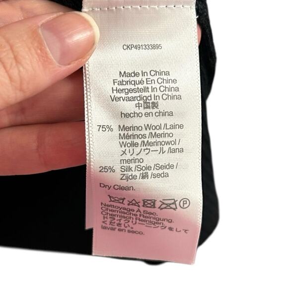 NWT Madewell True Black Merino Wool-Silk Blend Scoopneck Sweater Womens Large - Picture 6 of 8